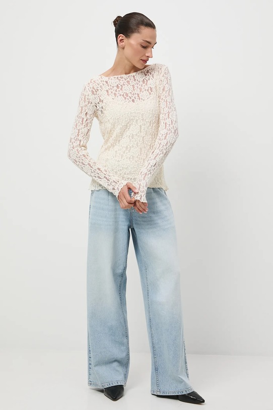 Longsleeve damski koronkowy RW25-BUD304 beżowy RW25