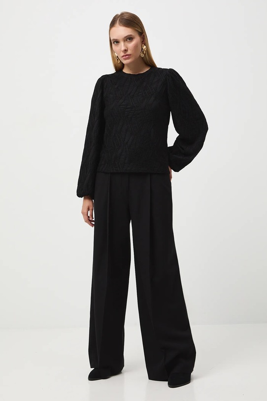 Longsleeve damski żakardowy RW25-BUD506 czarny RW25