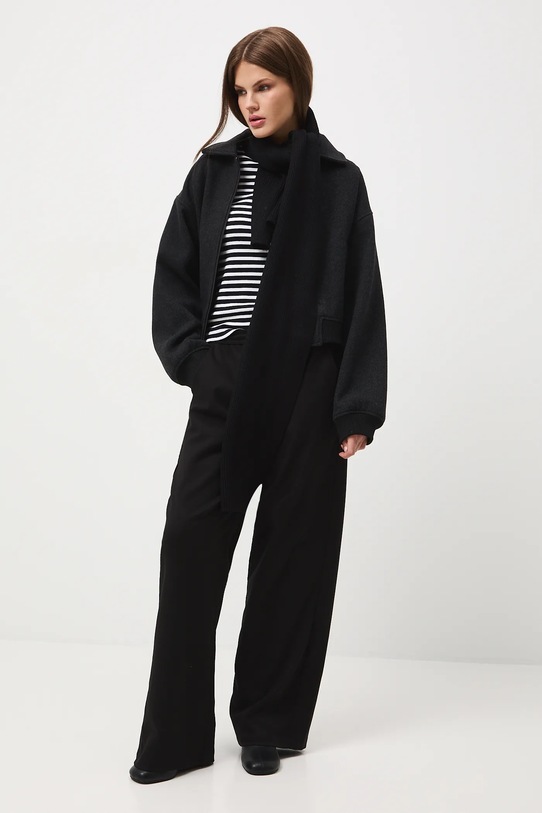 Longsleeve bawełniany damski z elastanem w pasy RW25-BUD602 czarny RW25