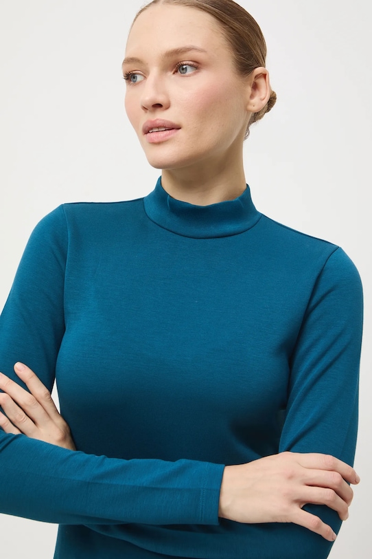Longsleeve damski gładki z elastanem turkusowy RW25-BUD700