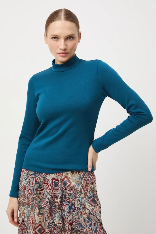 Longsleeve damski gładki turkusowy RW25-BUD700