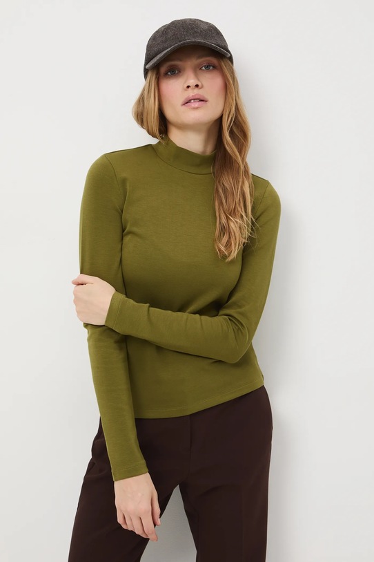 Longsleeve damski gładki z elastanem zielony RW25-BUD700