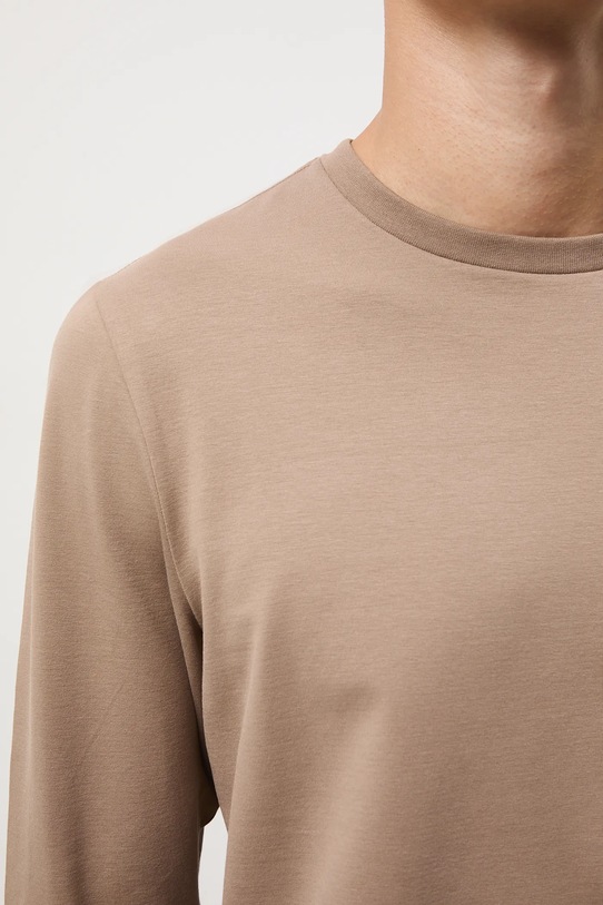 Longsleeve bawełniany męski z elastanem gładki RW25-BUM041 brązowy