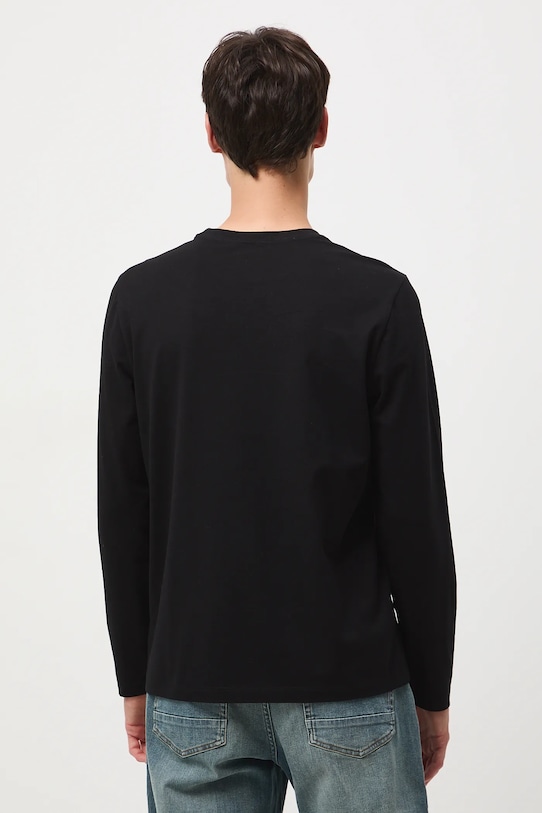 Odzież Longsleeve bawełniany męski z elastanem gładki RW25-BUM041 czarny