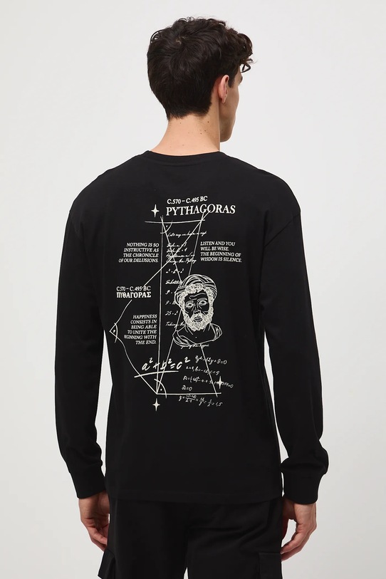 Longsleeve bawełniany męski z kolekcji Science – Words of Wisdom czarny RW25-BUM350
