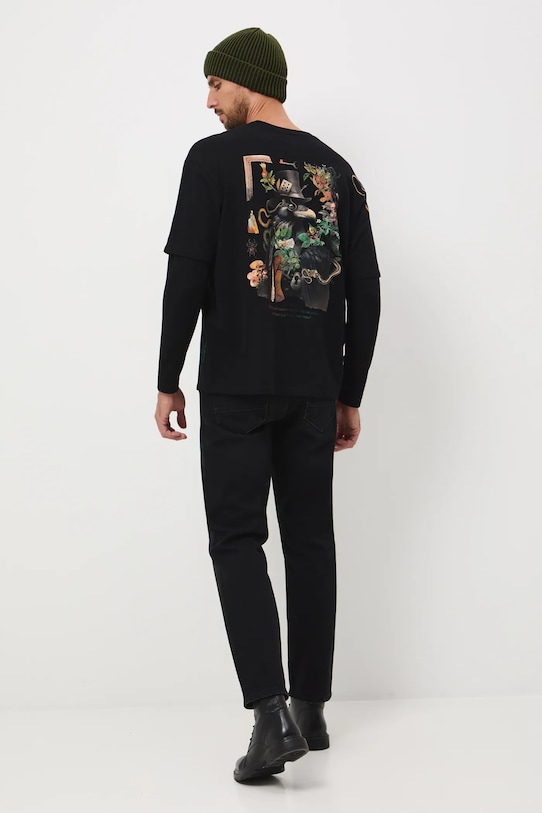 Medicine longsleeve din bumbac print negru RW25-BUM903