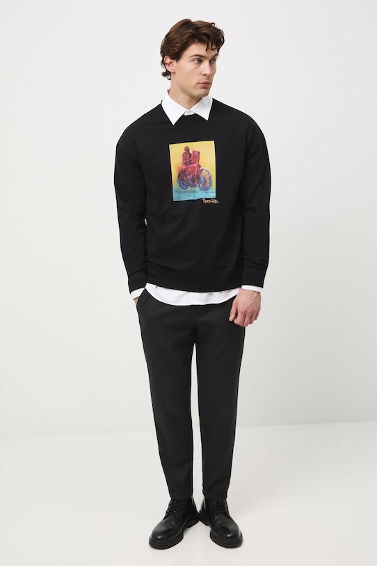 Odzież Longsleeve bawełniany męski z kolekcji Zdzisław Beksiński x Medicine RW25-BUMA50 czarny