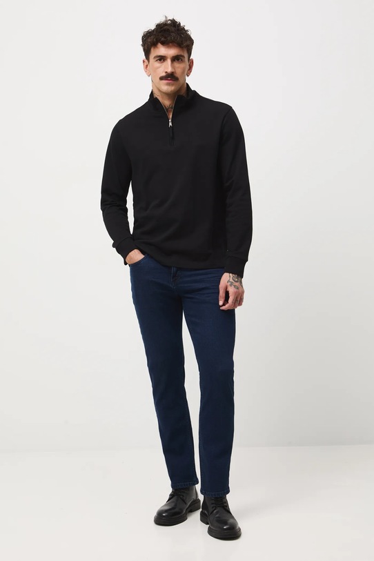 Longsleeve bawełniany męski z półgolfem RW25-BUMB02 czarny RW25