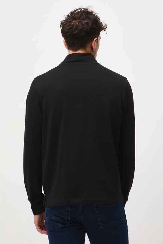 Odzież Longsleeve bawełniany męski z półgolfem RW25-BUMB02 czarny