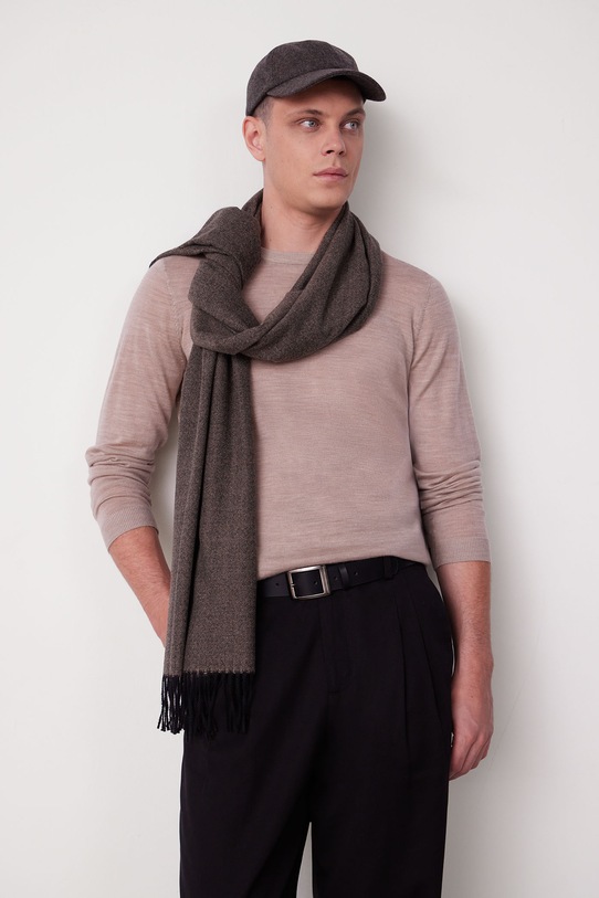 Czapka z daszkiem wełniana męska melanżowa RW25-CAM200