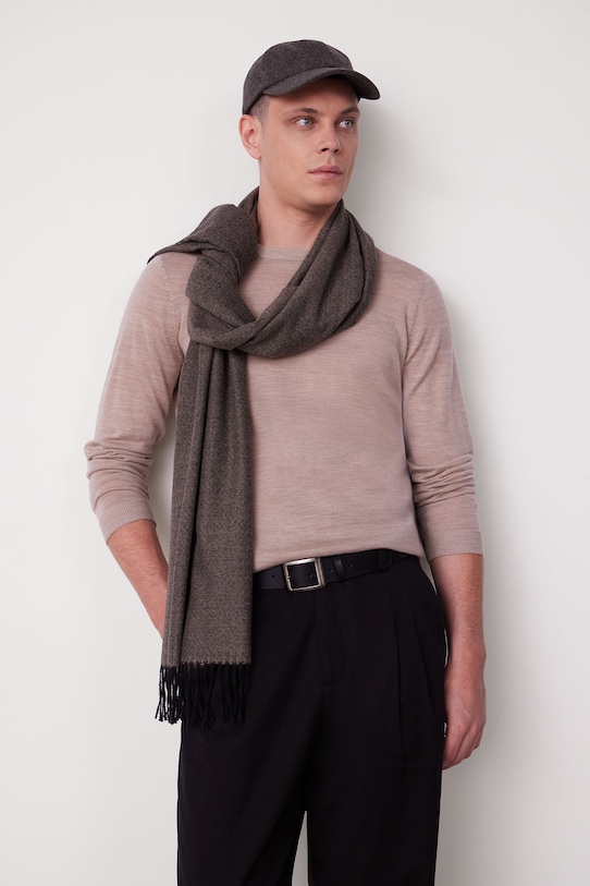 Czapka z daszkiem wełniana męska melanżowa RW25-CAM200