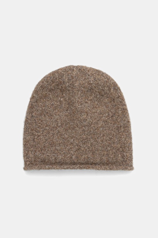 Czapka damska beanie z domieszką wełny średniej grubości beżowy RW25-CDD041