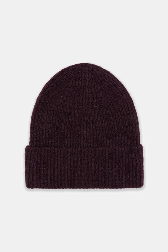 Czapka damska beanie prążkowana średniej grubości bordowy RW25-CDD051