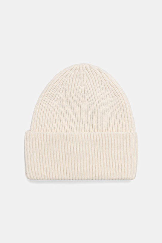 Czapka damska beanie prążkowana średniej grubości beżowy RW25-CDD052