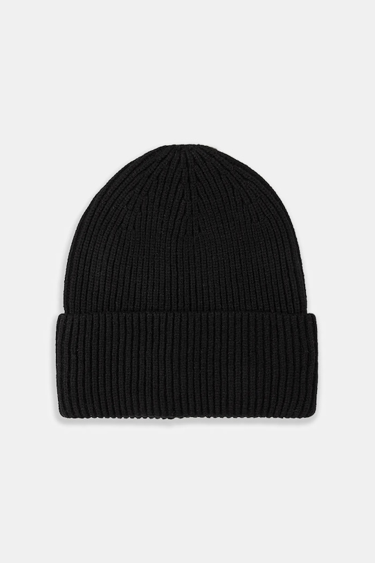 Czapka damska beanie prążkowana średniej grubości czarny RW25-CDD052