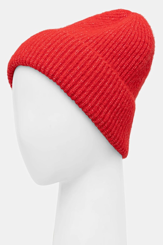 Czapka beanie prążkowana z domieszką wełny RW25-CDD057 czerwony RW25