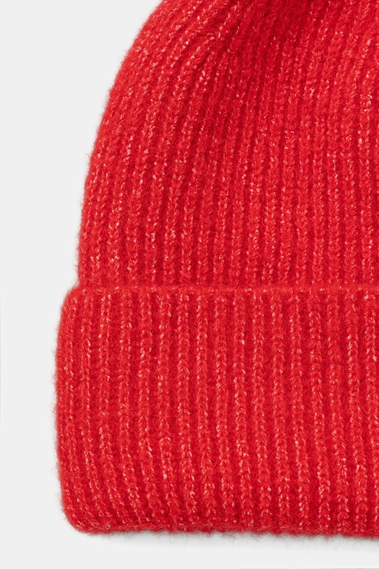 Akcesoria Czapka beanie prążkowana z domieszką wełny RW25-CDD057 czerwony