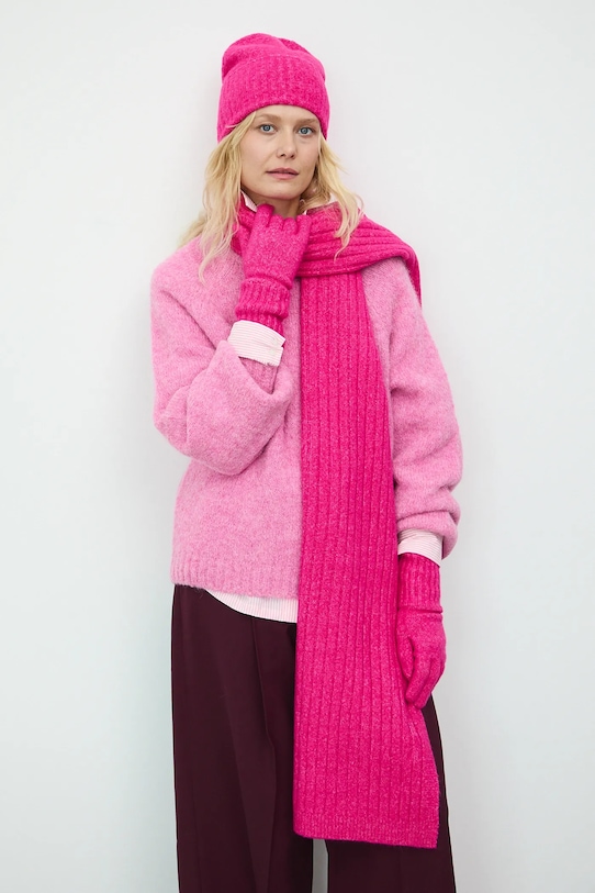 Czapka z domieszką wełny damska RW25-CDD070 różowy
