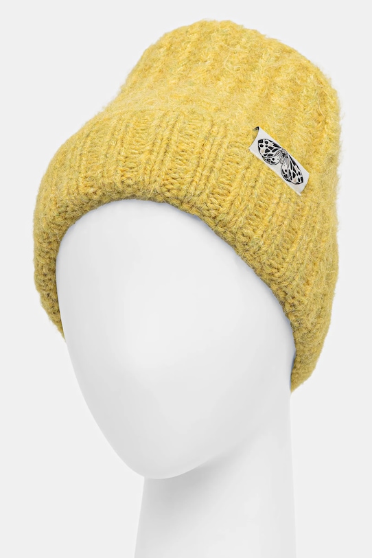 Akcesoria Czapka damska beanie z domieszką wełny RW25-CDD702 żółty