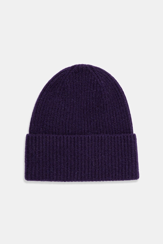 Czapka z kaszmiru damska beanie średniej grubości fioletowy RW25-CDD708