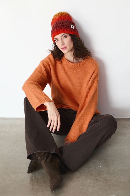 Czapka z domieszką wełny damska beanie RW25-CDD800 multicolor