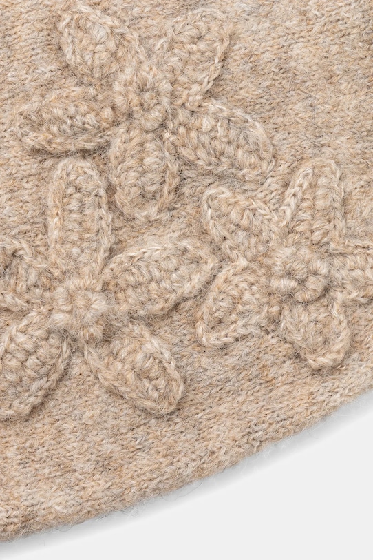 Akcesoria Czapka damska z domieszką wełny alpaki i wełny owczej RW25-CDD907 beżowy