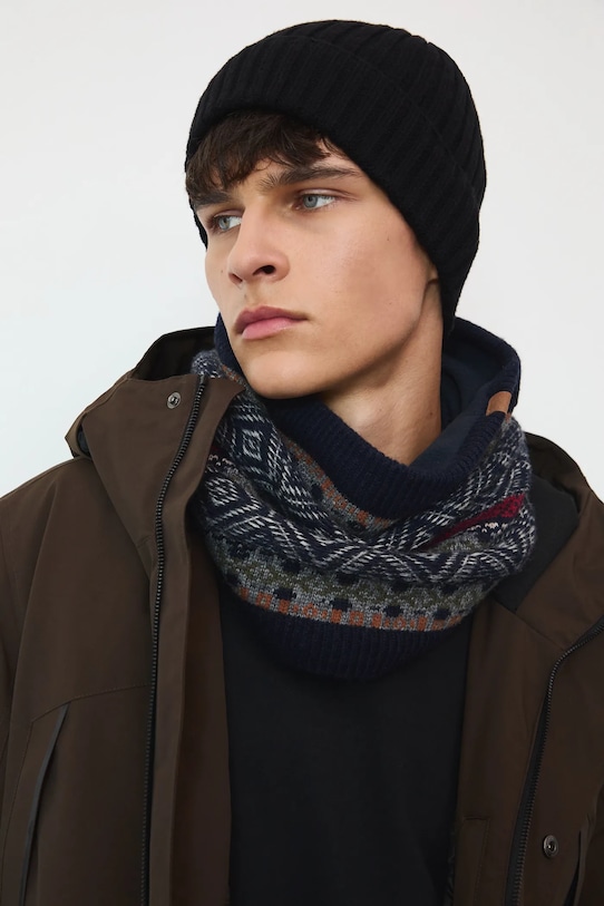 Czapka męska beanie prążkowana średniej grubości czarny RW25-CDM070