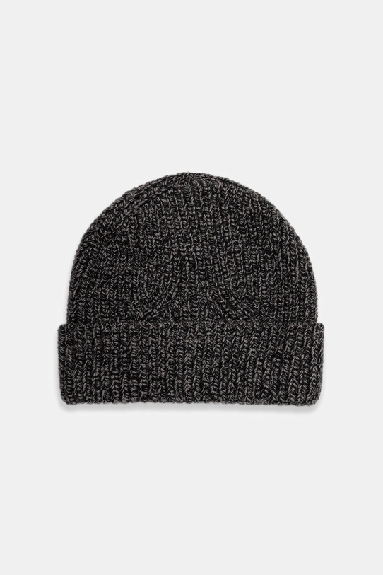 Czapka z domieszką wełny męska beanie melanżowa średniej grubości szary RW25-CDM705