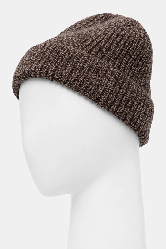 Czapka z domieszką wełny beanie melanżowa RW25-CDM705 brązowy RW25