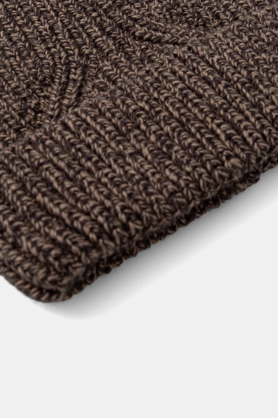Czapka z domieszką wełny męska beanie melanżowa brązowy RW25-CDM705