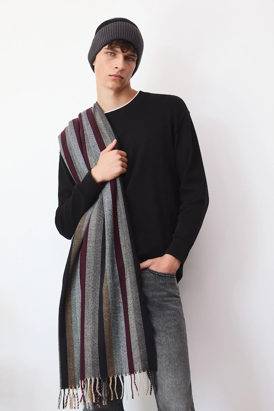 Czapka męska beanie z wiskozą szary RW25-CDM908