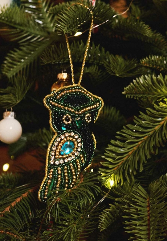 Ozdoba choinkowa handmade - sowa zielony RW25-DEU808