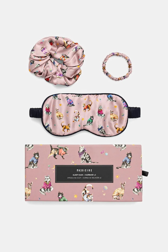 Medicine jedwabny zestaw: opaska na oczy i gumki do włosów 2-pack multicolor RW25-GEU801