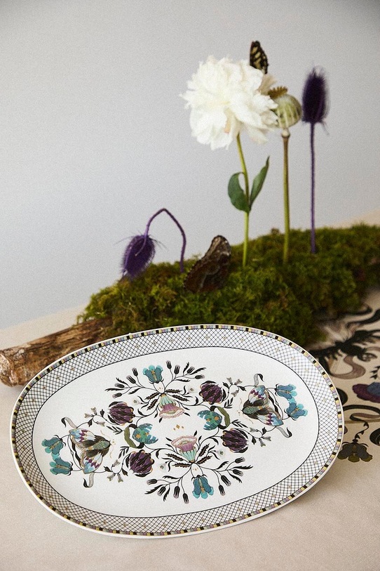 Talerz porcelanowy z ozdobnym wzorem multicolor RW25-KBU402