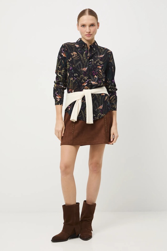 Koszula damska z wiskozy wzorzysta RW25-KDD070 czarny RW25