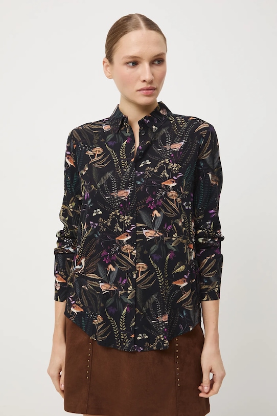 Odzież Koszula damska z wiskozy wzorzysta RW25-KDD070 czarny