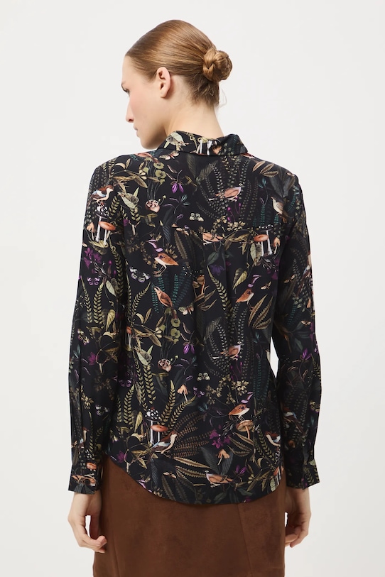 Koszula damska z wiskozy wzorzysta czarny RW25-KDD070