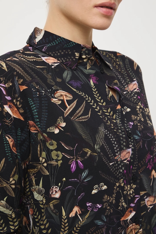 Koszula damska z wiskozy wzorzysta RW25-KDD070 czarny