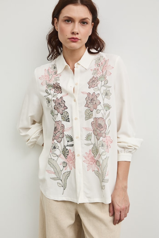 Одежда Рубашка с примесью льна Medicine RW25.KDD101 бежевый