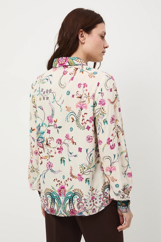Odzież Koszula damska żakardowa z wiskozy wzorzysta RW25-KDDC00 beżowy