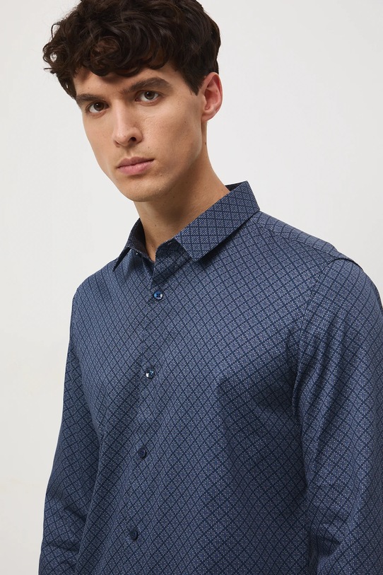 Koszula męska z kołnierzykiem klasycznym z drobnym wzorem multicolor RW25-KDM033