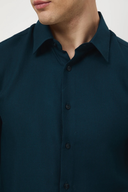 Koszula męska z usztywnianym kołnierzykiem RW25-KDM092 turkusowy