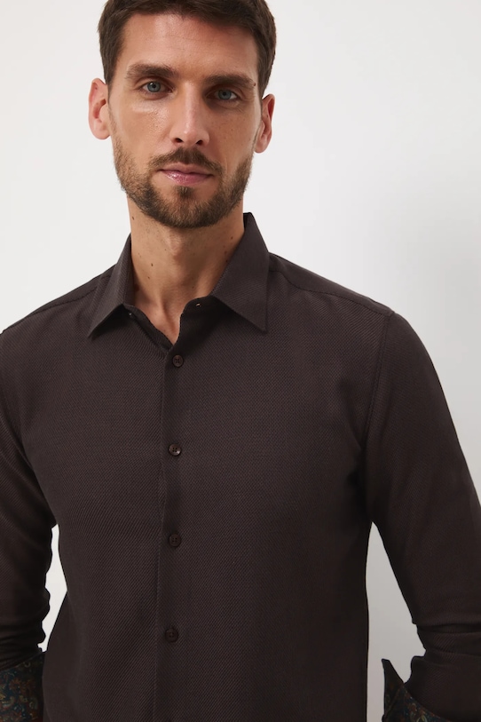 Košile pánská se zesíleným límečkem hnědá RW25-KDM092