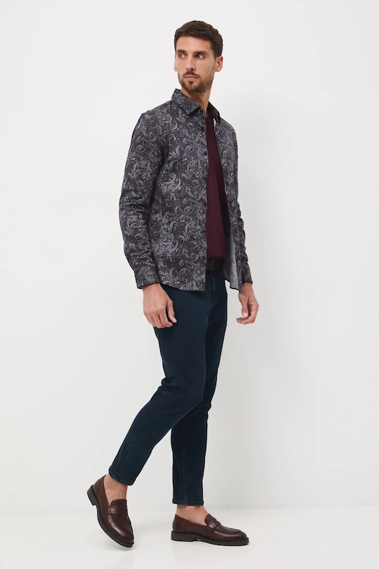 Koszula męska z kołnierzykiem klasycznym wzorzysta casual multicolor RW25-KDM096