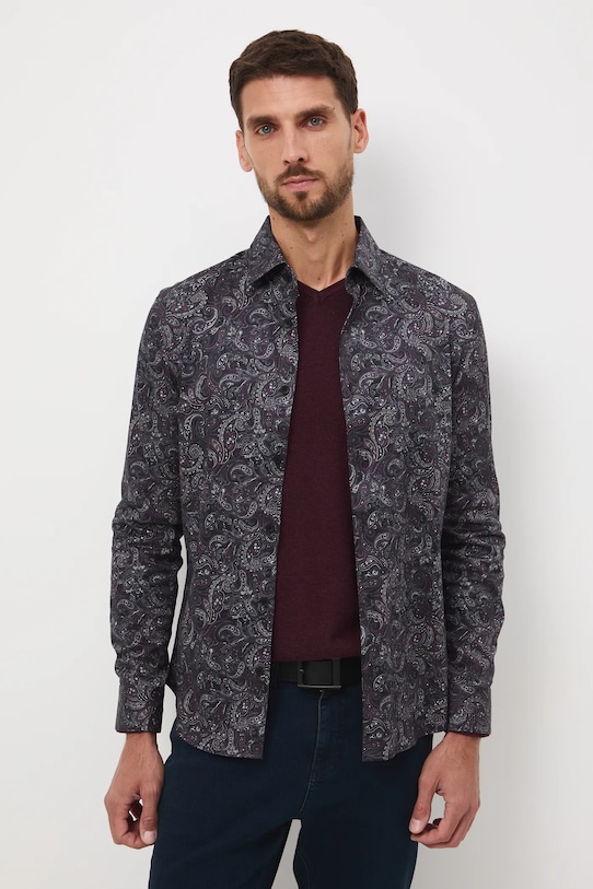 Koszula męska z kołnierzykiem klasycznym wzorzysta RW25-KDM096 multicolor RW25