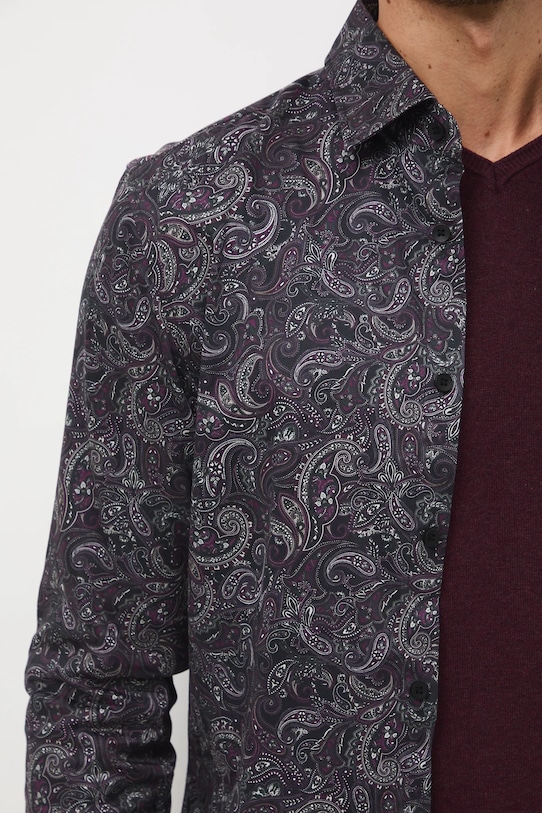 Koszula męska z kołnierzykiem klasycznym wzorzysta RW25-KDM096 multicolor