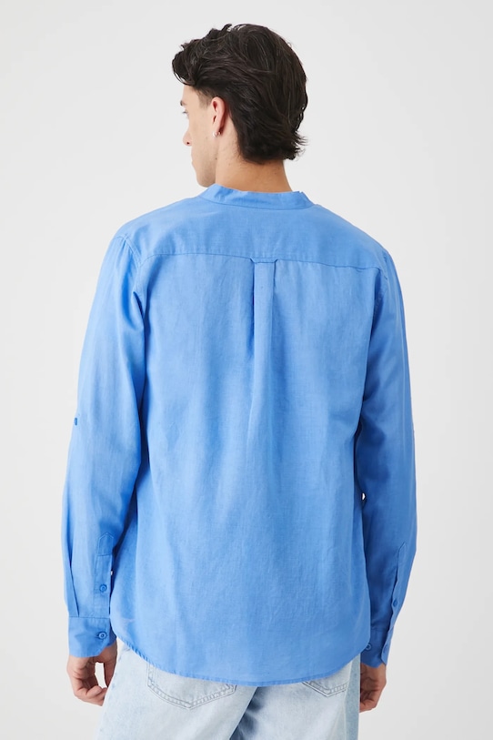 Odzież Koszula z lnem męska ze stójką RW25-KDM100 niebieski