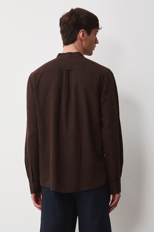 Odzież Koszula z lnem męska ze stójką RW25-KDM100 brązowy