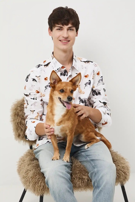 Medicine koszula bawełniana wzorzyste beżowy RW25-KDM407