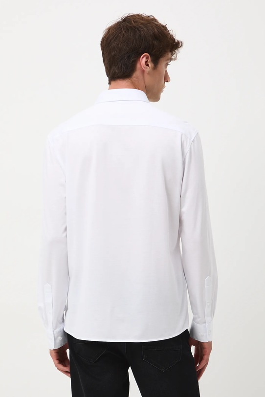 Odzież Koszula bawełniana męska z kołnierzykiem klasycznym melanżowa RW25-KDM601 biały